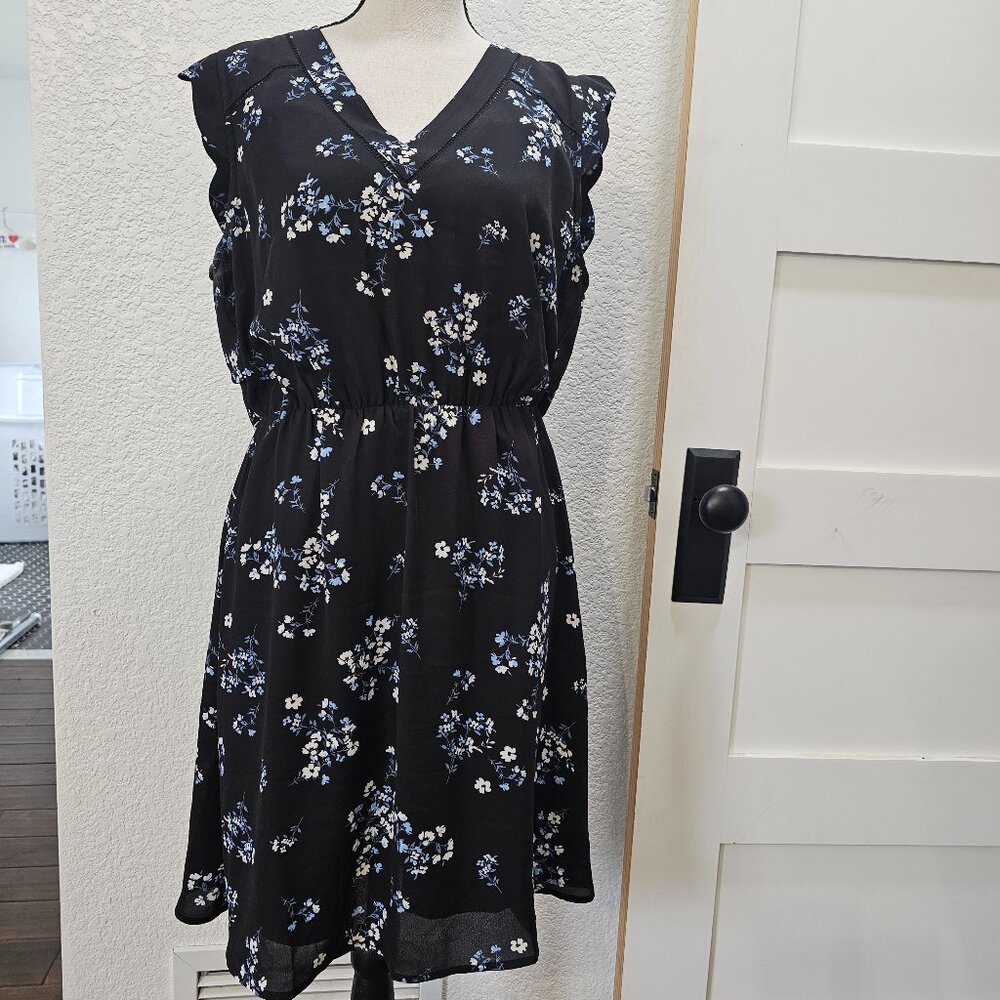 Scallop V-Neck Dress with Cinched Waist
